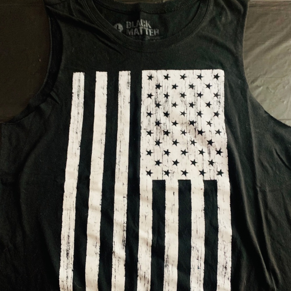 Black Matter Black and White American Flag Tank